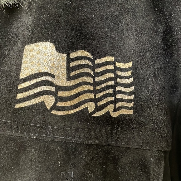 CHAR vintage woman’s black suede jacket Lady Liberty & Flag, fur, 8, EUC - Picture 5 of 12